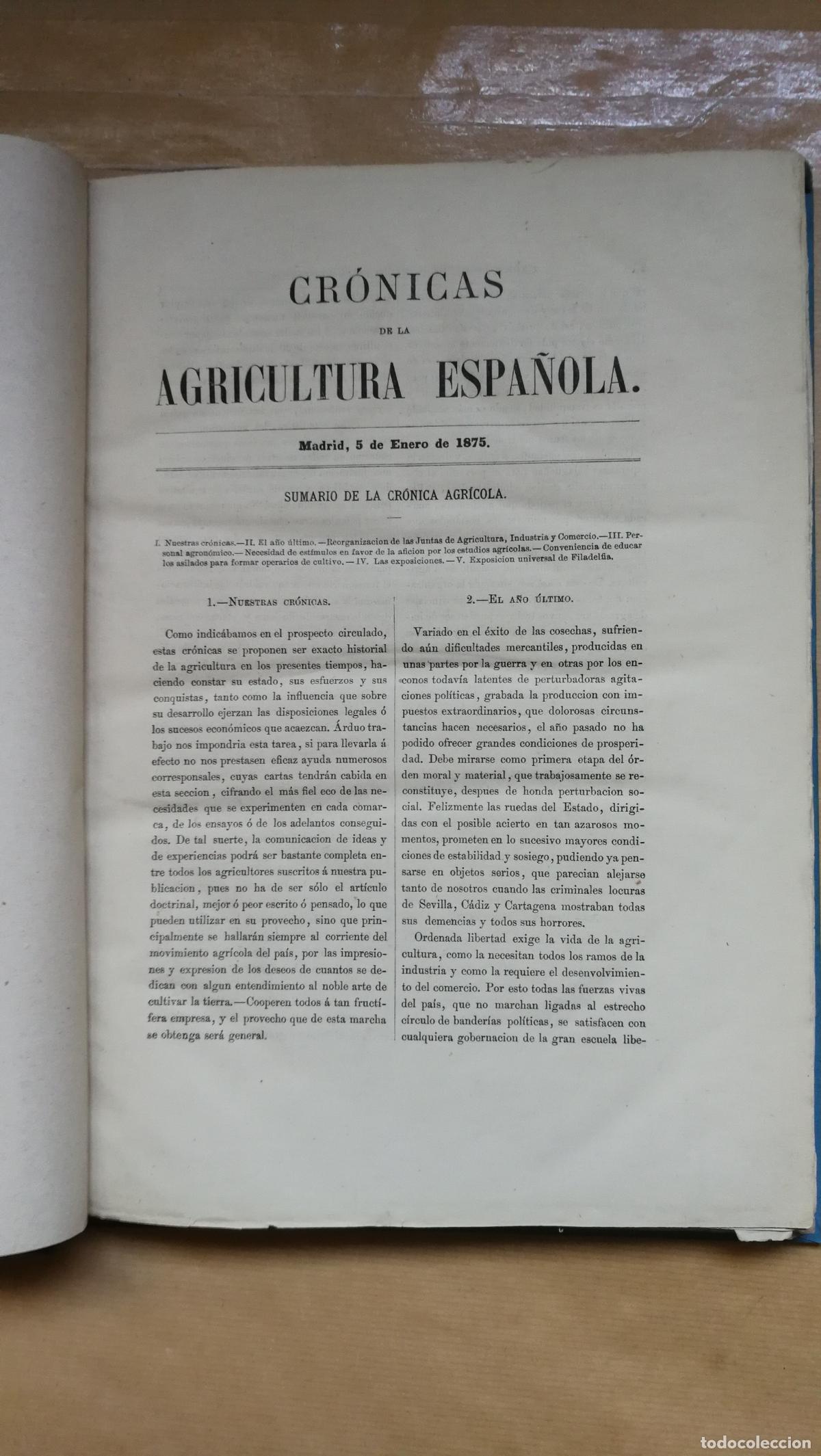 Libri di seconda mano: Cr&oacute;nicas de la Agricultura Espa&ntilde;ola: Revista quincenal de intereses generales del cultivo agrario -