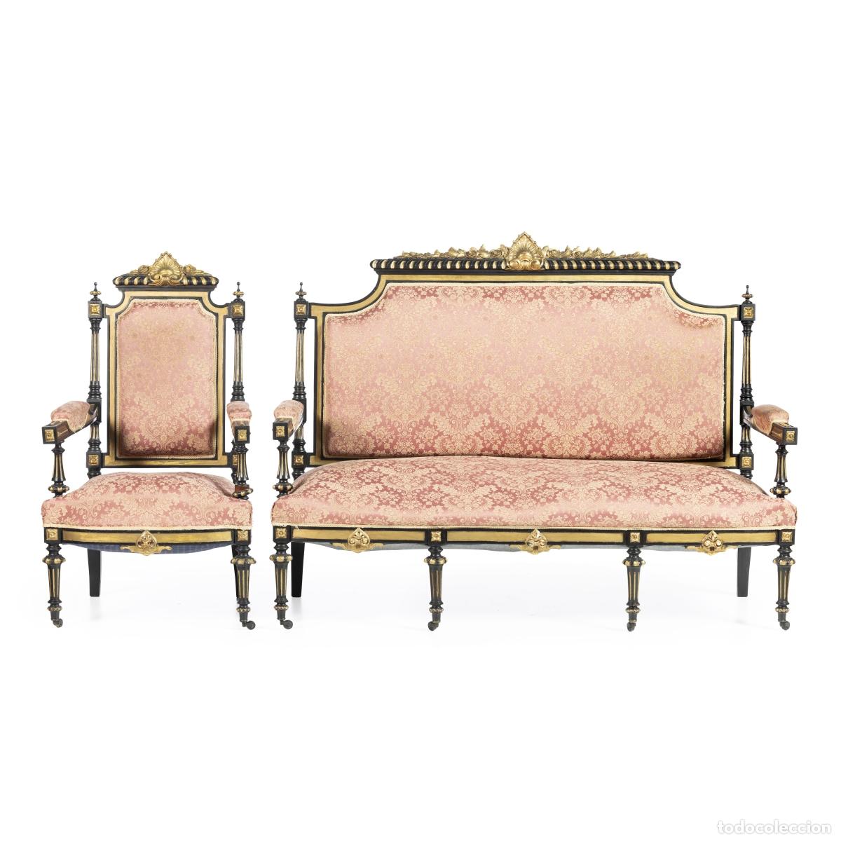 Libros: Muebles - Sof&aacute; y sill&oacute;n D. Maria - Siglo XIX - Foto 1