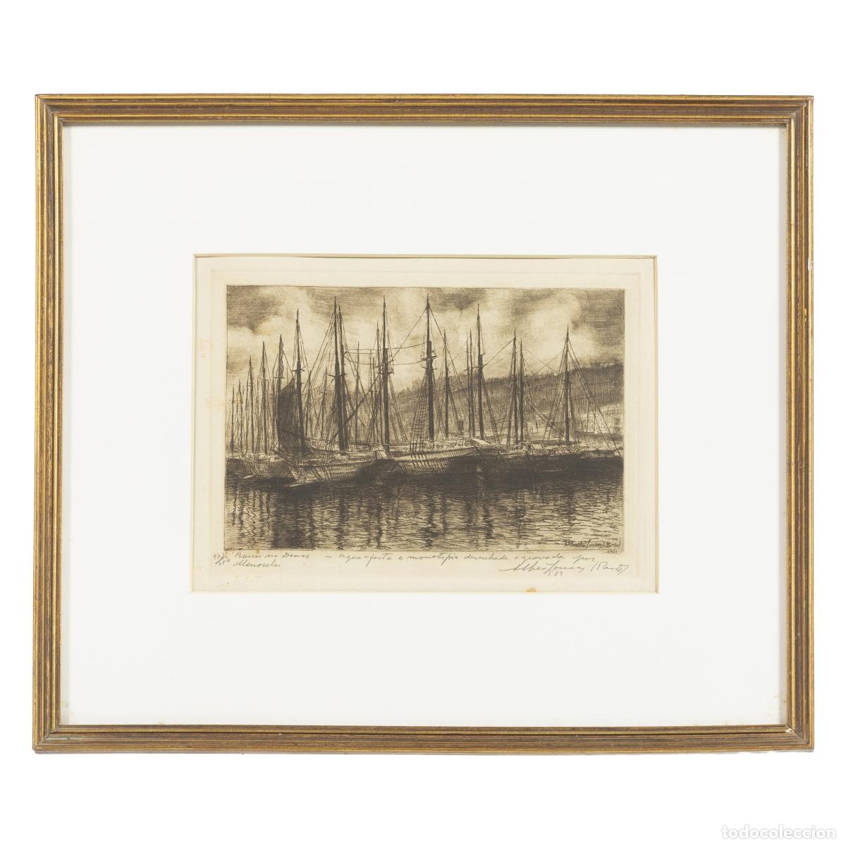 Livros em segunda m&atilde;o: Pintura - Alberto Augusto de Souza - Barcos en el Duero (firmado)