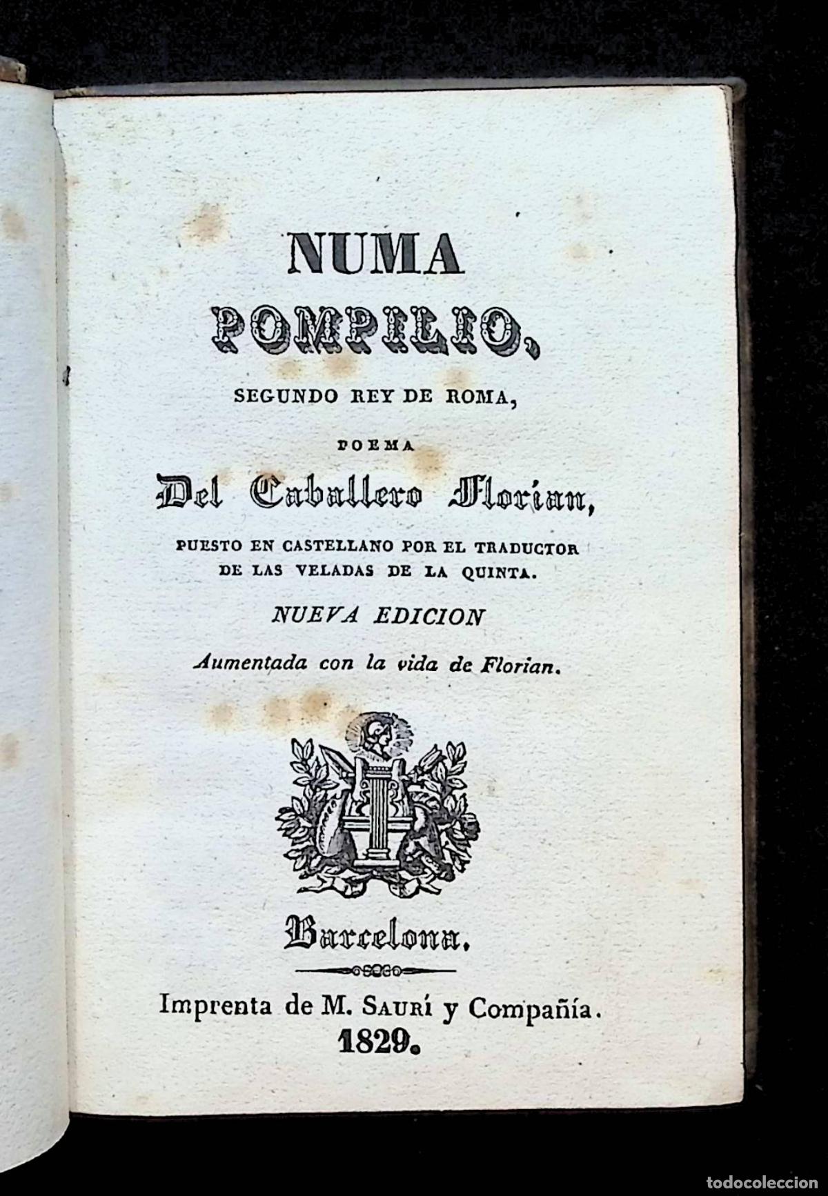 Libros: NUMA POMPILIO, SEGUNDO REY DE ROMA. - FLORIAN, Jean Pierre Claris de.