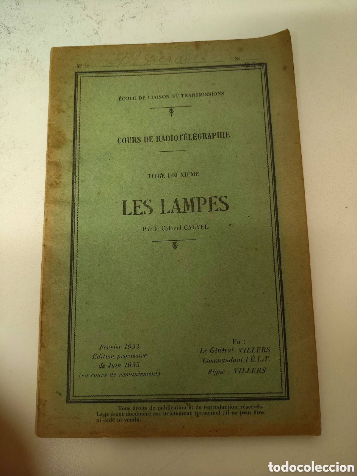 Libros: Les lampes, par le colonel Galvel