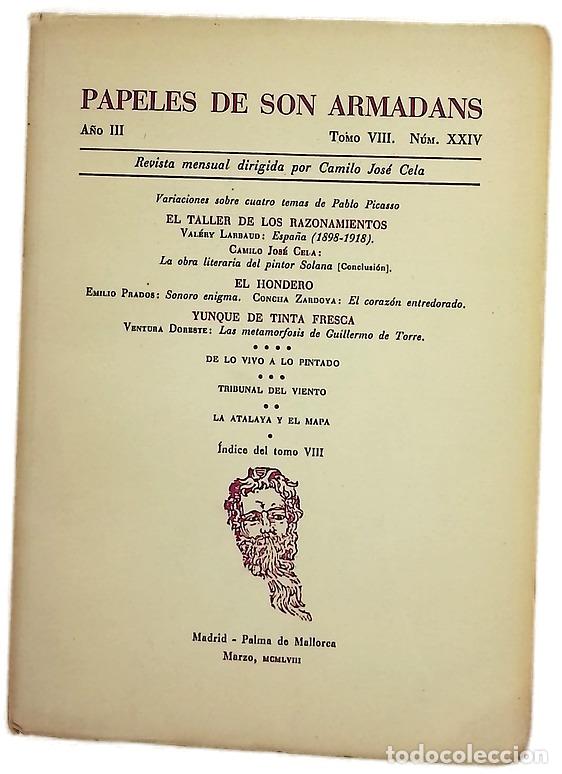 Libros: Papeles de Son Armadans, tomo VIII, n&uacute;mero XXIV