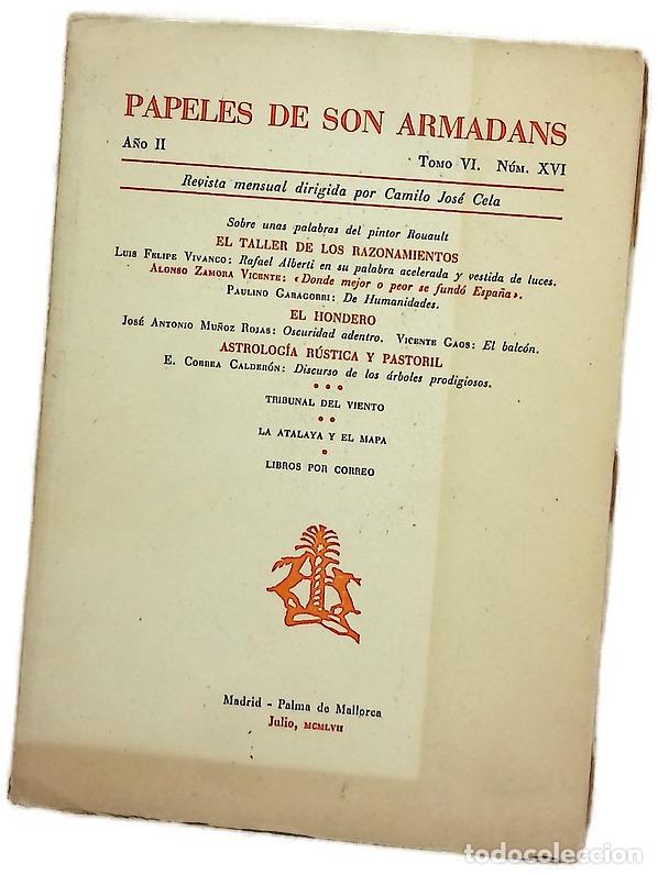 Libri di seconda mano: Papeles de Son Armadans, tomo VI, n&uacute;mero XVI