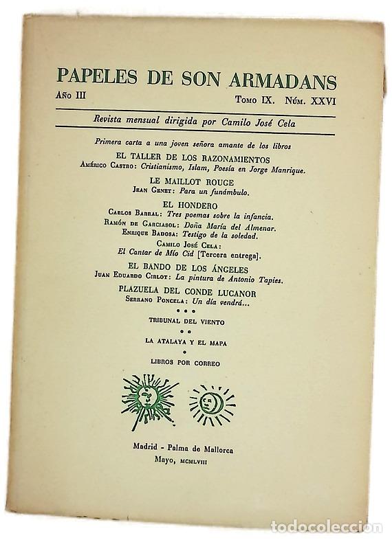 Libros: Papeles de son Armadans, tomo IX, n&uacute;mero XXVI: Primera carta a una joven se&ntilde;ora amante de los libros