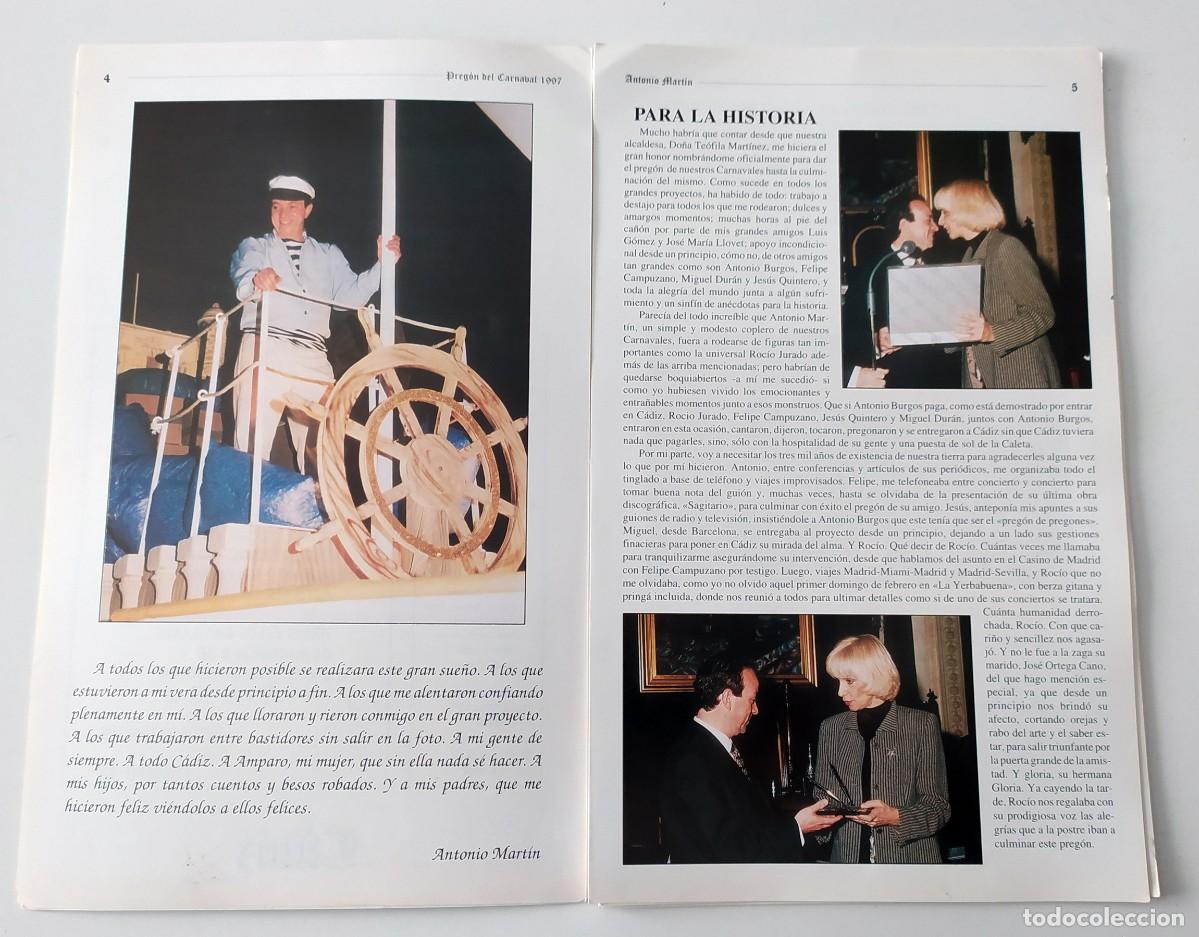 Libros: CARNAVAL DE CADIZ 1997 - PREG&Oacute;N DE ANTONIO MART&Iacute;N - Foto 3
