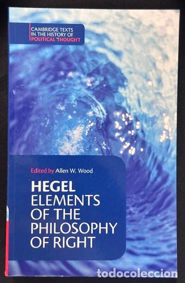 Libros: ELEMENTS OF THE PHILOSOPHY OF RIGHT - HEGEL, G.W.F.