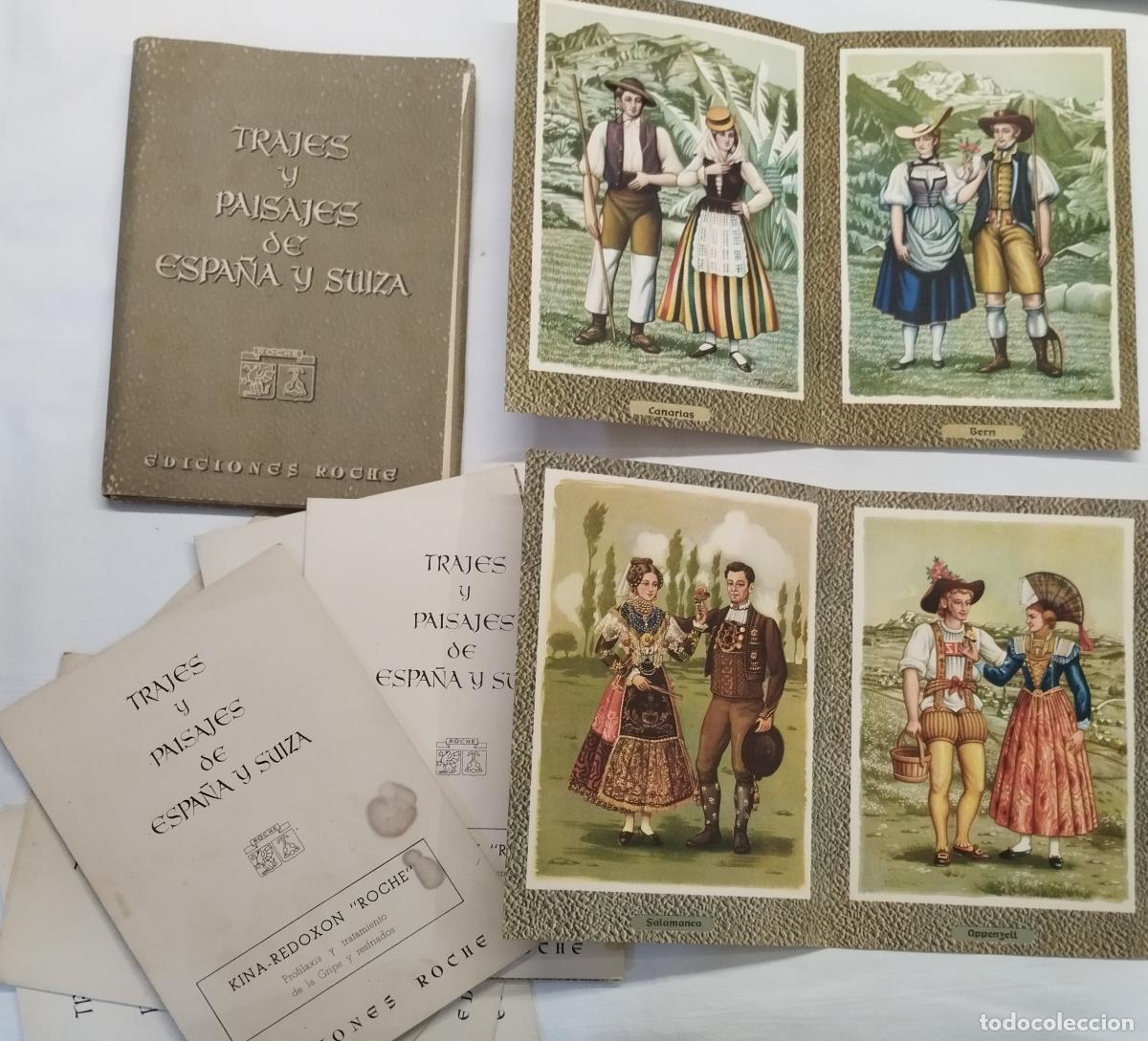 Libri di seconda mano: TRAJES Y PAISAJES DE ESPA&Ntilde;A Y SUIZA. Carpeta publicitaria farmacias.//COSTUMES ET PAYSAGES D'ES... -