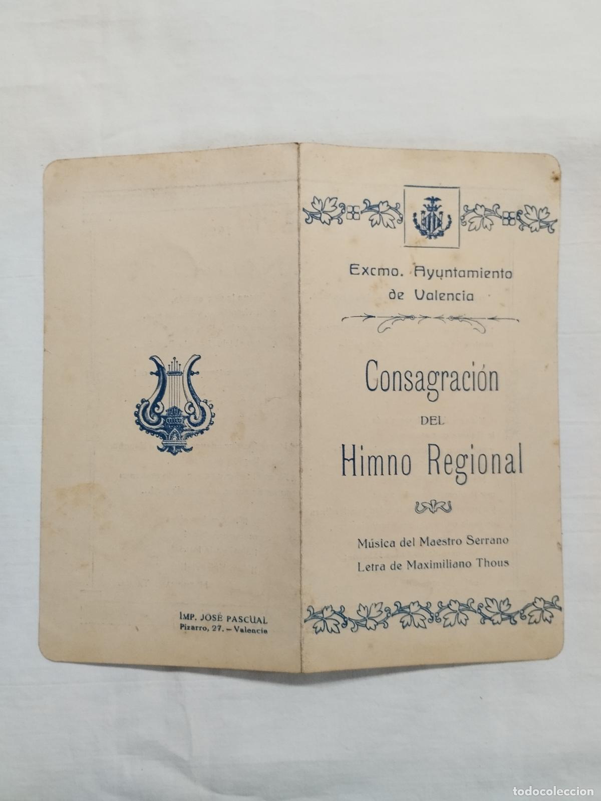 Libros: ANTIGUO PROGRAMA / D&Iacute;PTICO DE LA CONSAGRACI&Oacute;N DEL HIMNO REGIONAL VALENCIANO - - MAESTRO SERRANO - EX