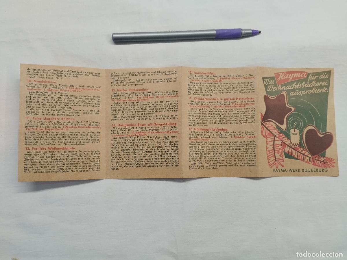 Libros: ANTIGUO FOLLETO DESPLEGABLE DE RECETAS DE NAVIDAD DE CORAZONES Y ESTRELLAS HAYMA-WERK B&Uuml;CKEBURG... -