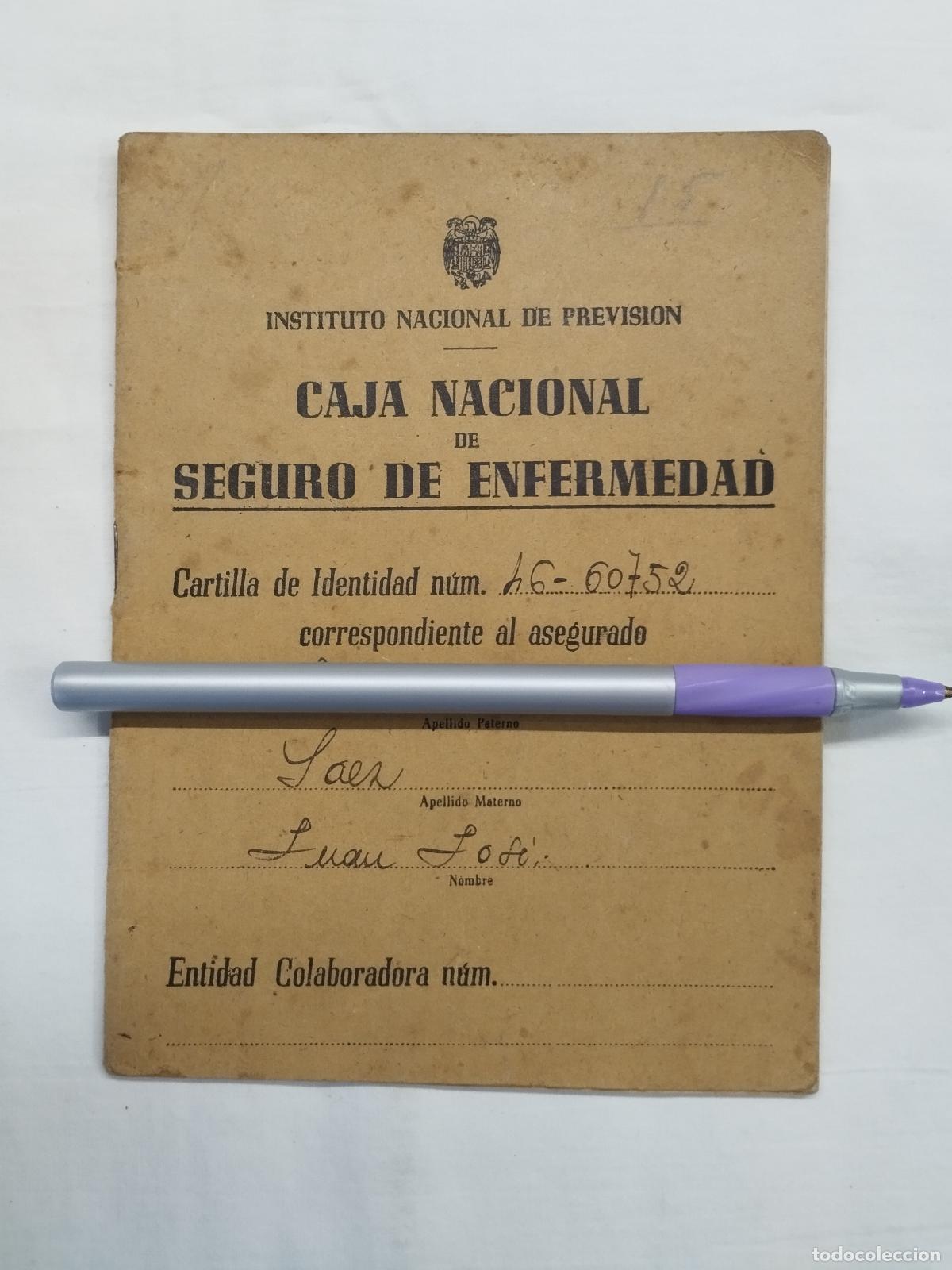 Libros: CARTILLA DE IDENTIDAD DEL SEGURO DE ENFERMEDAD - VALENCIA 1944 - FRANQUISMO - Sin autor