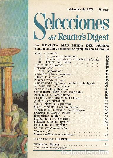 Livres: SELECCIONES DEL READER'S DIGEST. DICIEMBRE 1971 - SELECCIONES DEL READER'S DIGEST