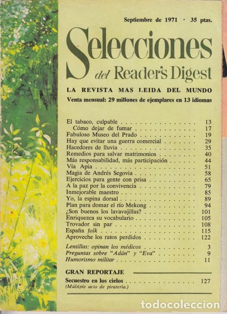 Livros em segunda m&atilde;o: SELECCIONES DEL READER'S DIGEST SEPTIEMBRE 1971 - Selecciones Del Reader's Digest
