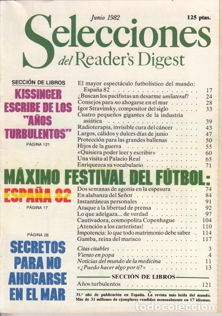Livros em segunda m&atilde;o: SELECCIONES DEL READER'S DIGEST JUNIO 1982 - Selecciones Del Reader's Digest