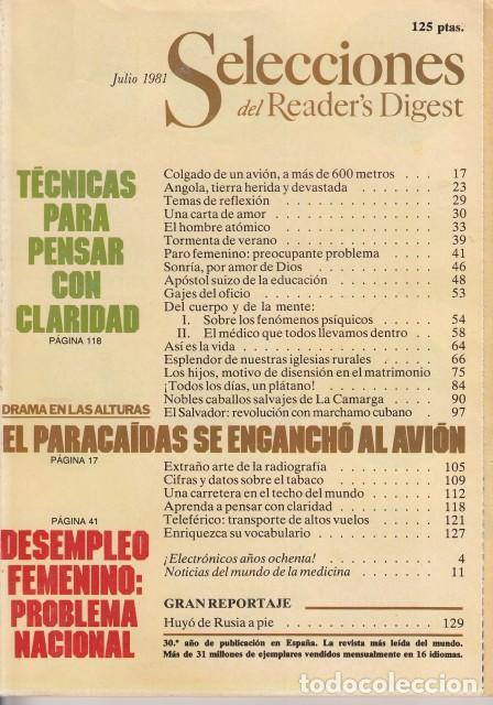 Livros em segunda m&atilde;o: SELECCIONES DEL READER'S DIGEST JULIO 1981 - Selecciones Del Reader's Digest
