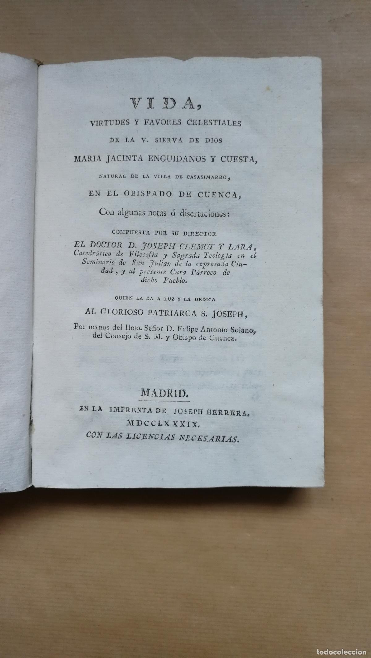 Libros: &rdquo;Vida, virtudes y favores celestiales de la Sierva de Dios Mar&iacute;a Jacinta Engu&iacute;danos y Cuesta&rdquo; - D. J