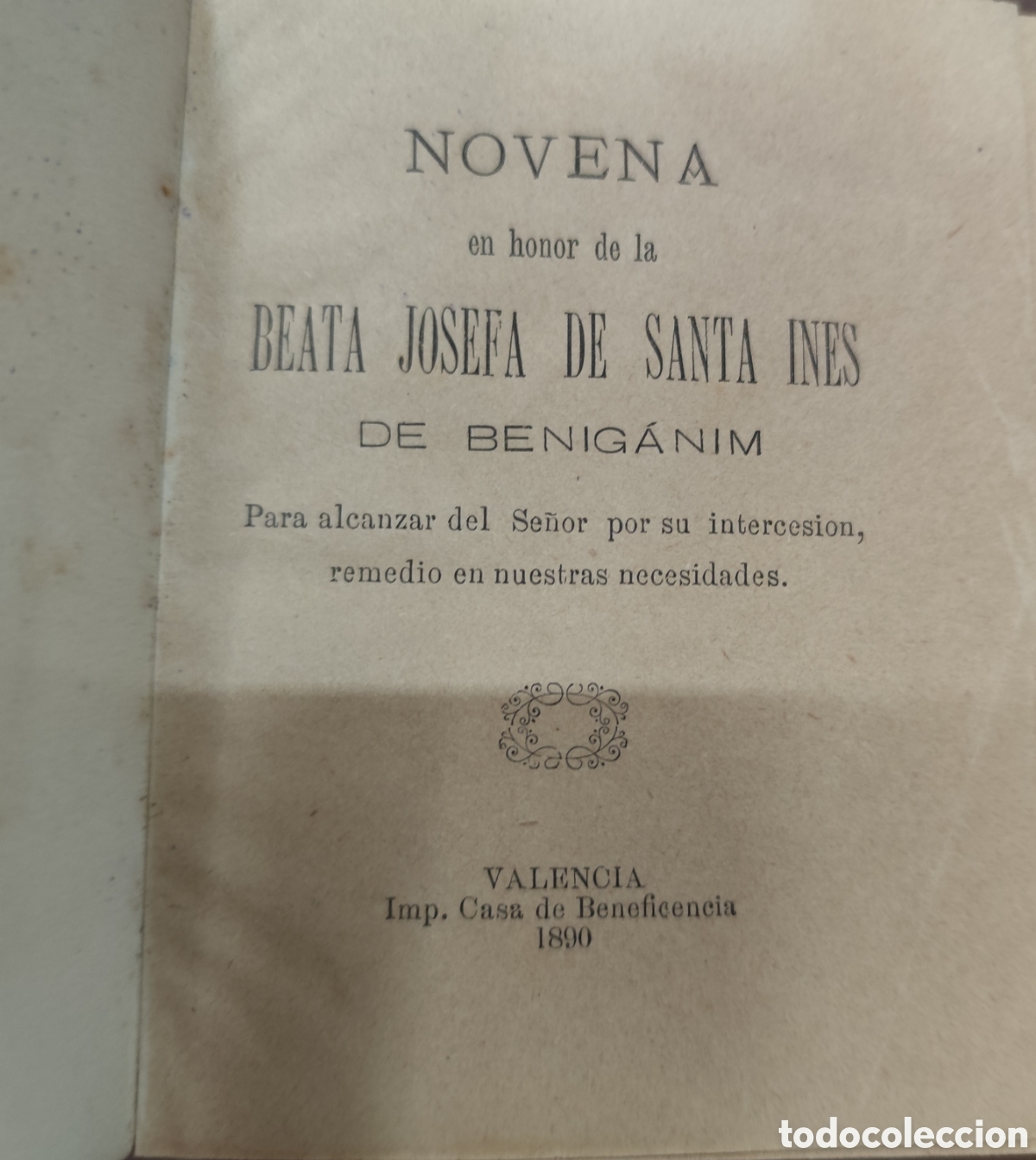 books: NOVENA EN HONOR DE LA BEATA JOSEFA DE SANTA INES DE BENIGANIM. A&ntilde;o 1890