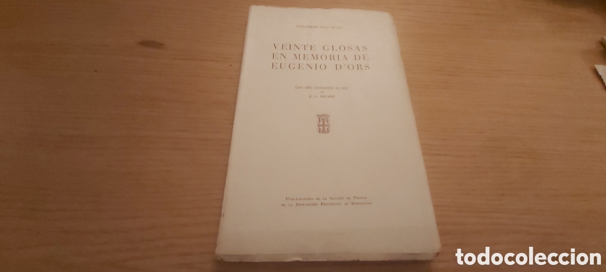 Libros: VEINTE GLOSAS EN MEMORIA DE EUGENIO D'ORS