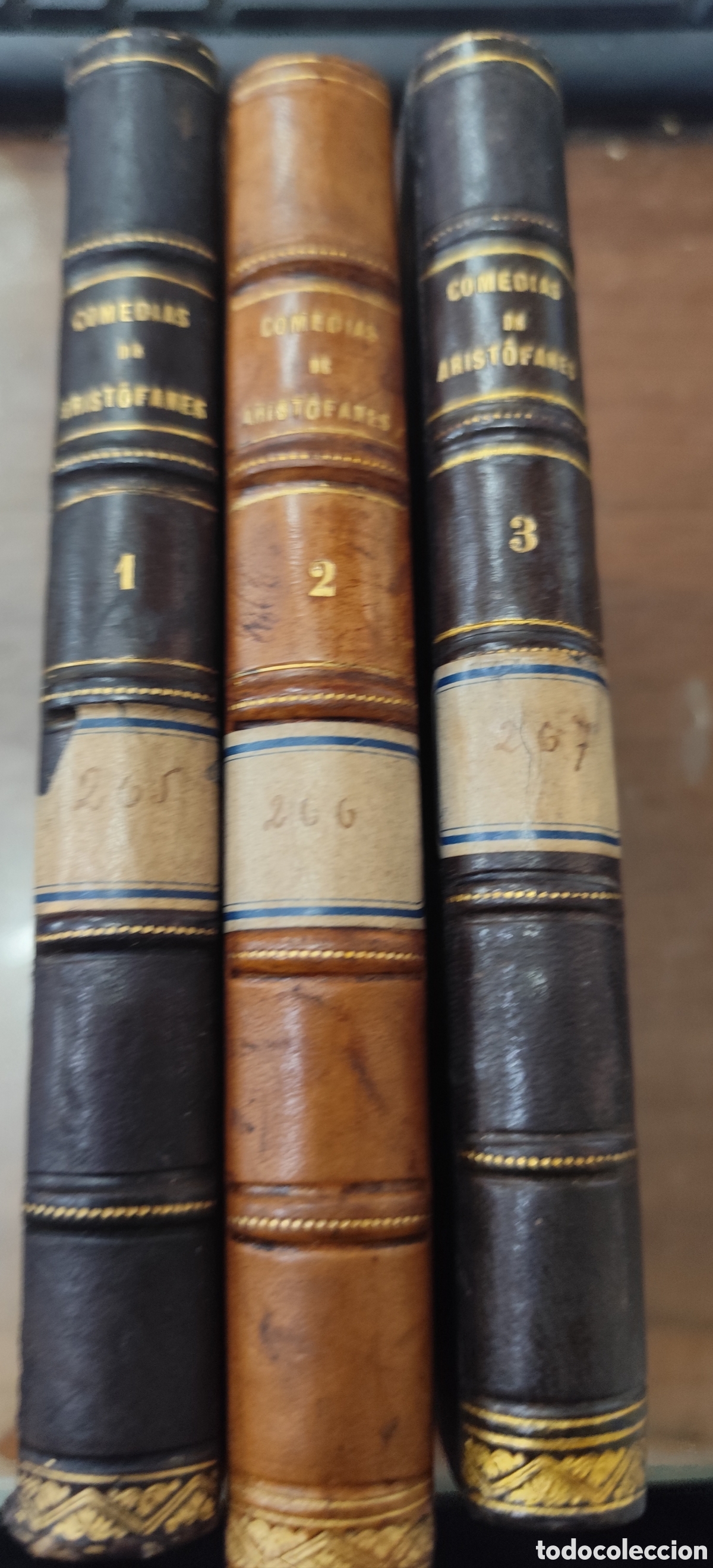Libros: COMEDIAS. Bibliotcea Cl&aacute;sica. Los 3 tomos. Completo. A&ntilde;o 1880-1881 - ARISTOFANES