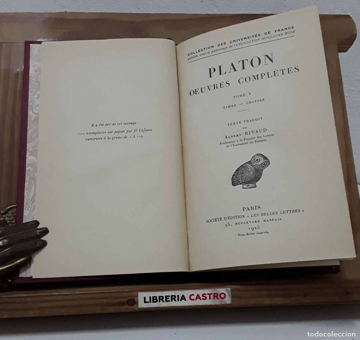 Libros: Platon. Oeuvres compl&egrave;tes. Tome X. Tim&eacute;e. Critias - Platon. - Foto 1