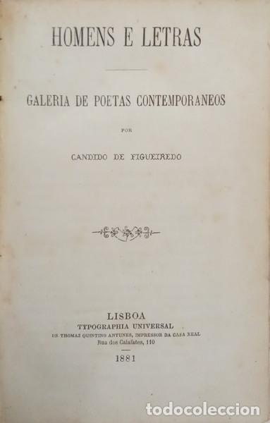 B&uuml;cher: FIGUEIREDO. (C&acirc;ndido de) - HOMENS E LETRAS: GALERIA DE POETAS CONTEMPORANEOS. [DED.]