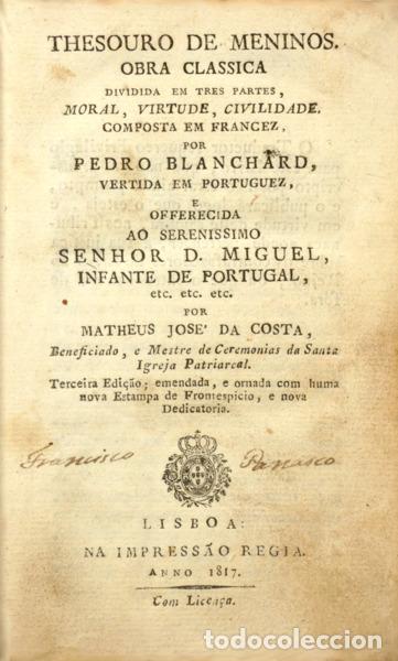 Libros: BLANCHARD. (Pierre) - THESOURO DE MENINOS. [1817]