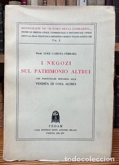 Libros: I NEGOZI SUL PATRIMONIO ALTRUI. Con particolare riguardo alla VENDITA DI COSA ALTRUI - CARIOTA-FERRA