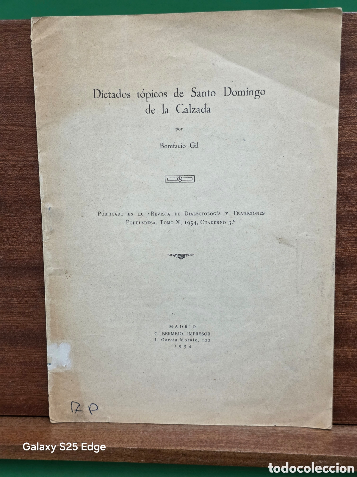 Libros: &rdquo;&rdquo;DICTADOS T&Oacute;PICOS DE SANTO DOMINGO DE LA CALZADA&rdquo;&rdquo;...BONIFACIO GIL...1954...