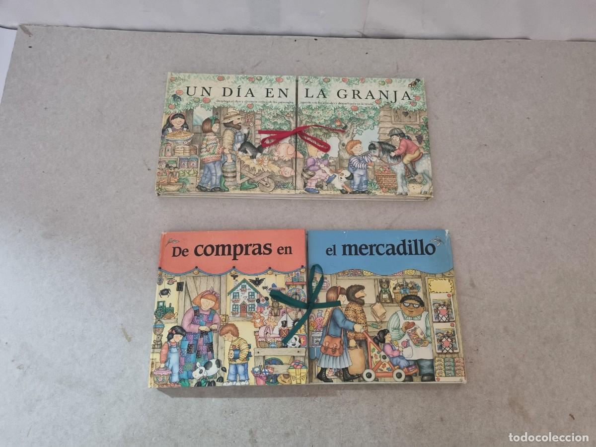 B&uuml;cher: Lote de 2 libros didacticos Un d&iacute;a en la granja y Compras en el mercadillo