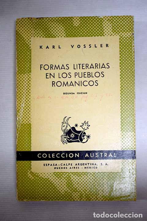 B&uuml;cher: Formas literarias en los pueblos rom&aacute;nicos.- Vossler, Karl