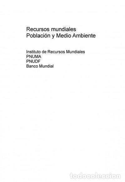 Livros em segunda m&atilde;o: Recursos mundiales: Poblaci&oacute;n y medio ambiente- 9788492075812