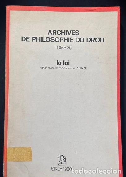 Libros: LA LOI. (Archives de Philosophie du droit. Tome 25)