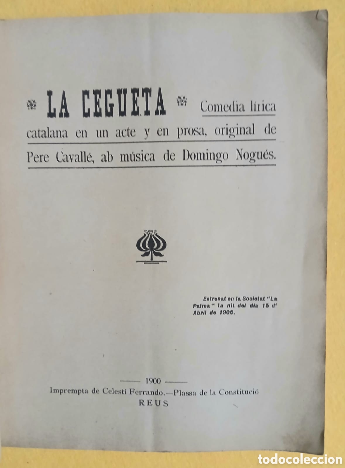Libros: la cegueta, comedia l&iacute;rica catalana