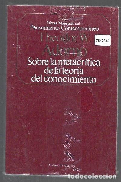 Libri di seconda mano: SOBRE LA METACRITICA DE LA TEORIA DEL CONOCIMIENTO - ADORNO, THEODOR W.