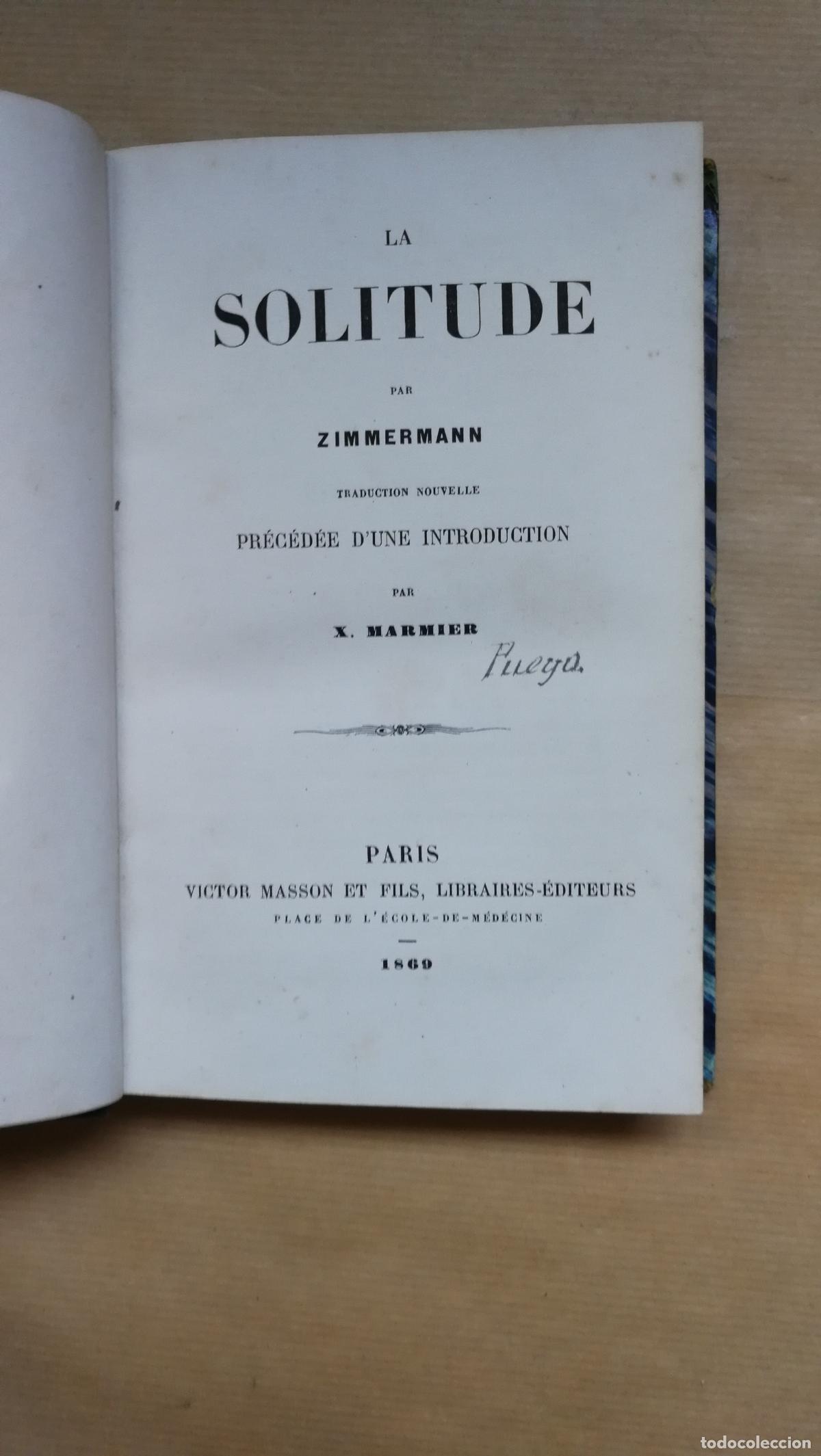 Libros: LA SOLITUDE. - ZIMMERMANN - ZIMMERMANN.