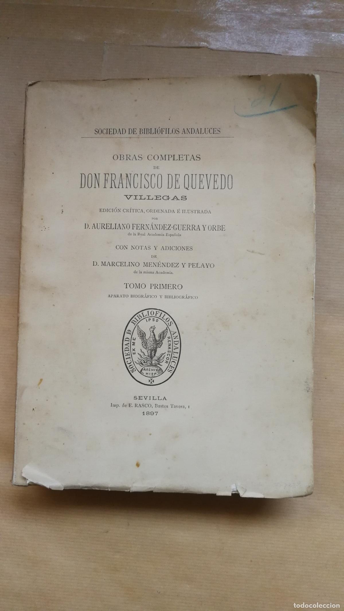 Libros: Obras Completas. Tomo 1 - Francisco Quevedo Villegas.