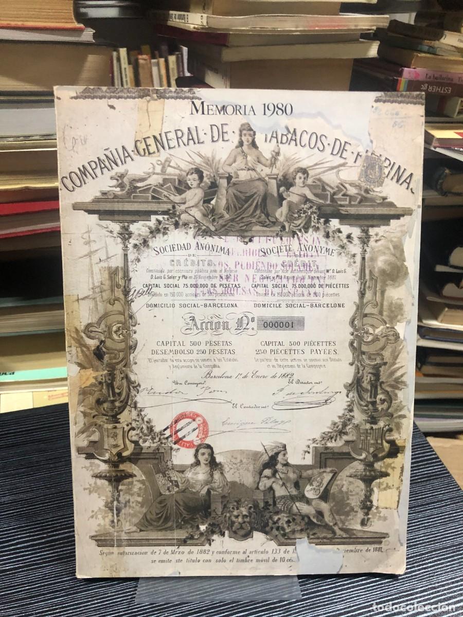 Libros: Memoria 1980 (Portada reproducci&oacute;n Acci&oacute;n de 1882) Compa&ntilde;&iacute;a General de Tabacos de Filipinas