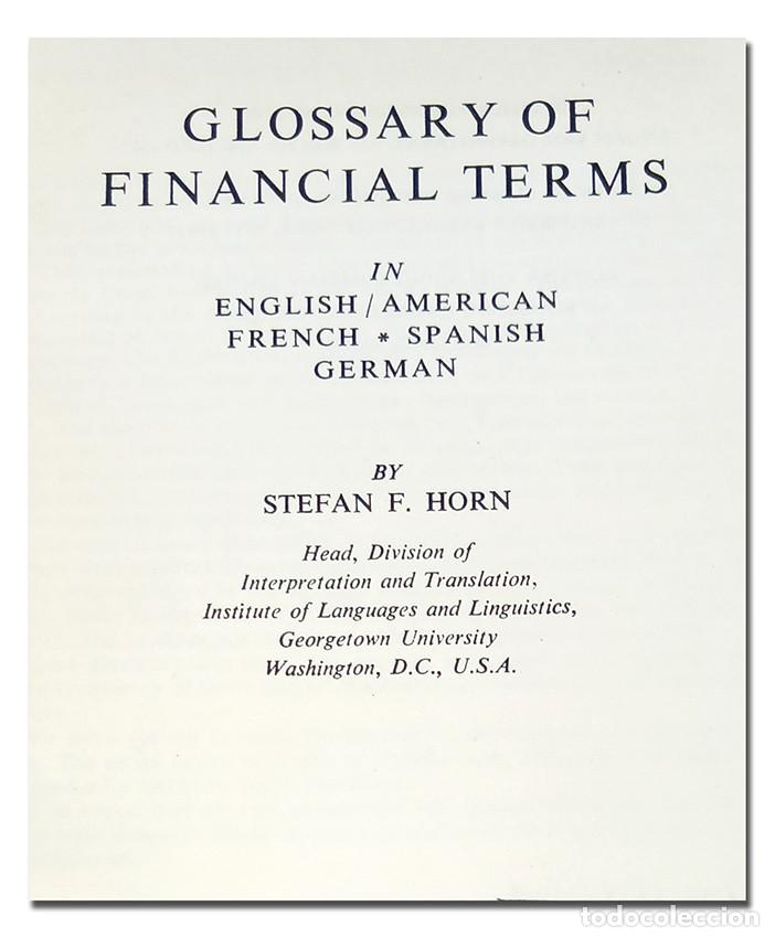 Libros: Glosario de t&eacute;rminos financieros: ingl&eacute;s / americano, franc&eacute;s, espa&ntilde;ol y alem&aacute;n