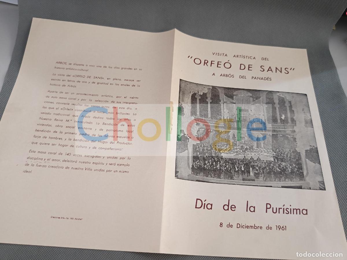 Libros: Arb&oacute;s del Panades Dia de la Purisima Orfe&oacute; de Sans
