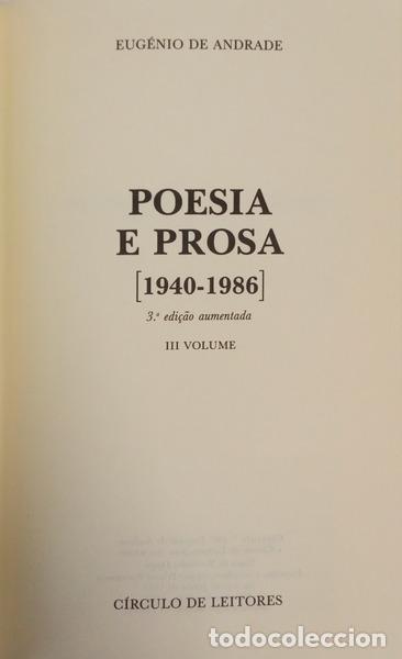 Libros: ANDRADE. (Eug&eacute;nio de) - POESIA E PROSA [1940-1986]. [3 VOLS.] - Foto 2