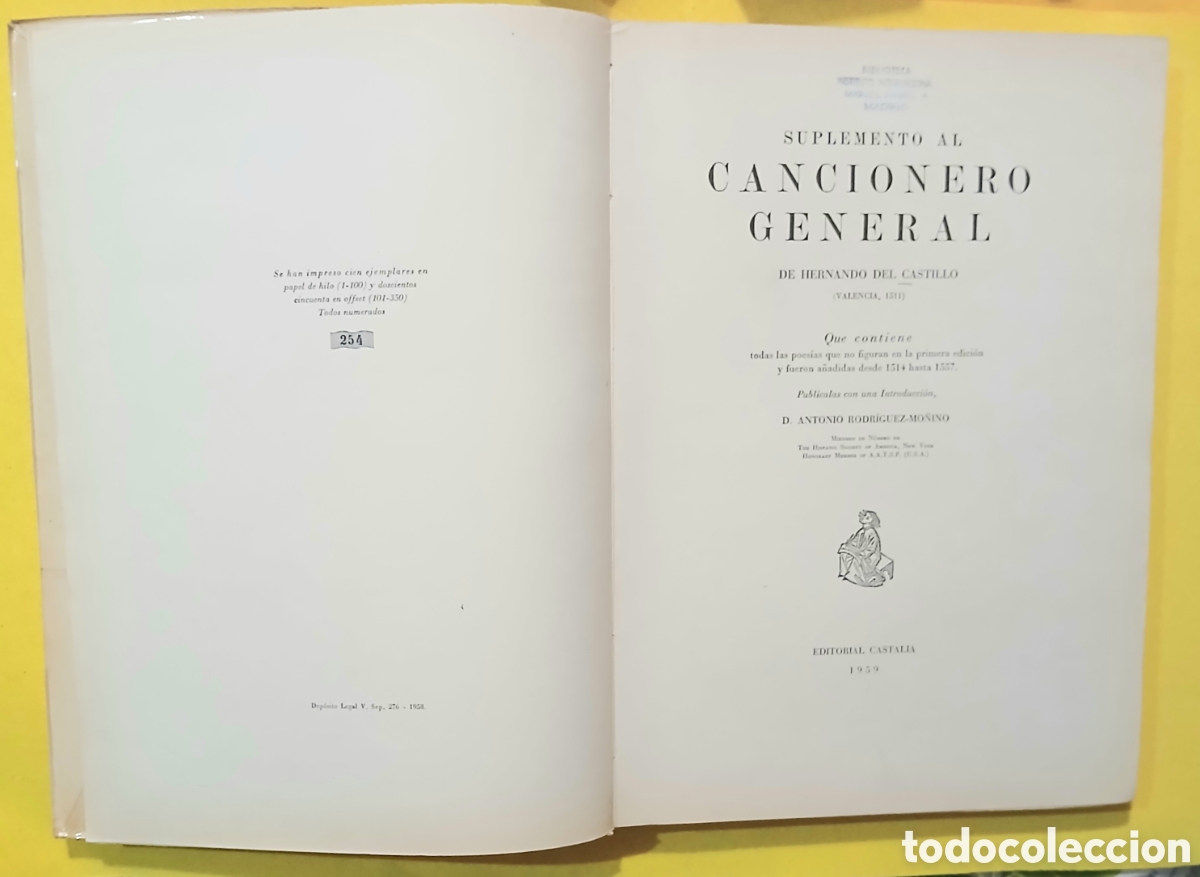 Libros: Suplemento cancionero general de Hernando del Castillo - Foto 2