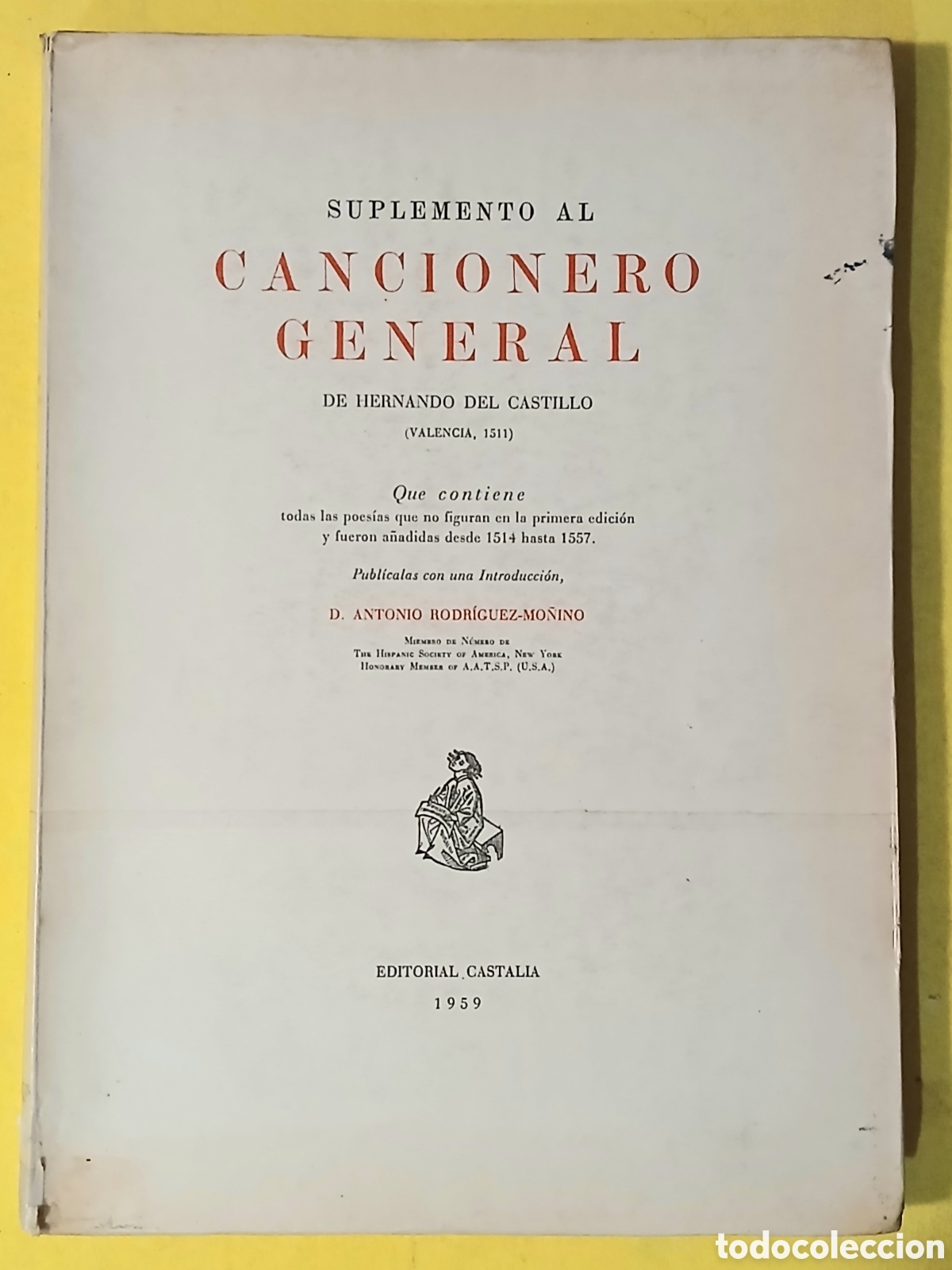 Libros: Suplemento cancionero general de Hernando del Castillo