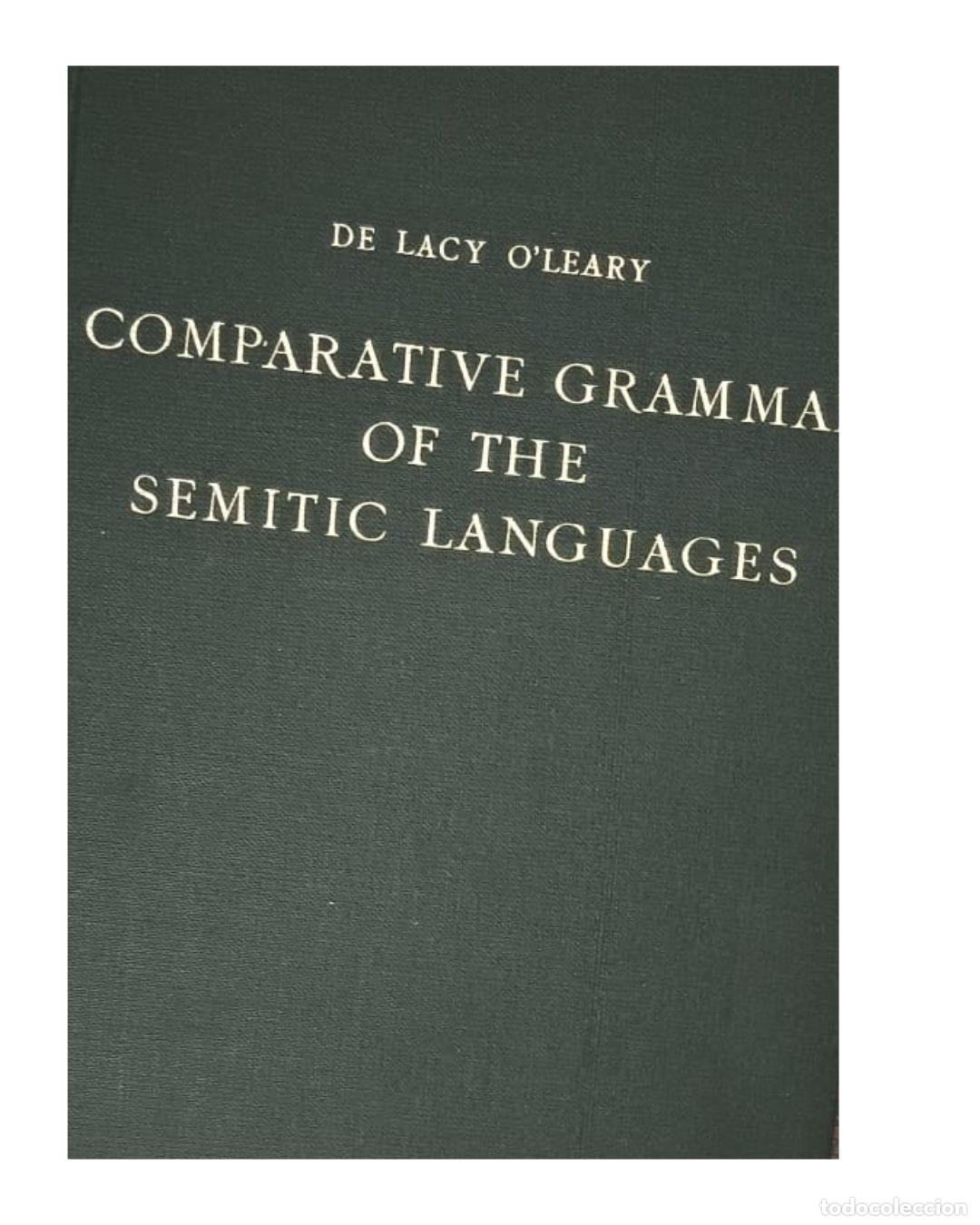 books: Comparative Grammar of the Semitic Languages - Lacy O'Leary