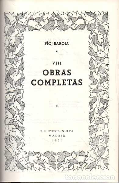 Livros em segunda m&atilde;o: OBRAS COMPLETAS. NUMERO VIII. - BAROJA, Pio.