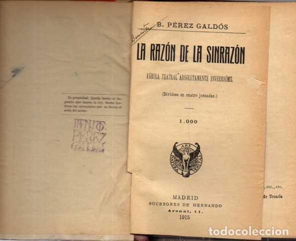 Livros em segunda m&atilde;o: LA RAZON DE LA SINRAZON. FABULA TEATRAL ABSOLUTAMENTE INVEROSIMIL. - PEREZ GALDOS, Benito.