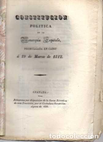 Livros em segunda m&atilde;o: CONSTITUCION POLITICA DE LA MONARQUIA ESPA&Ntilde;OLA PROMULGADA EN CADIZ A 19 DE MARZO DE 1812. - ANONIMO.
