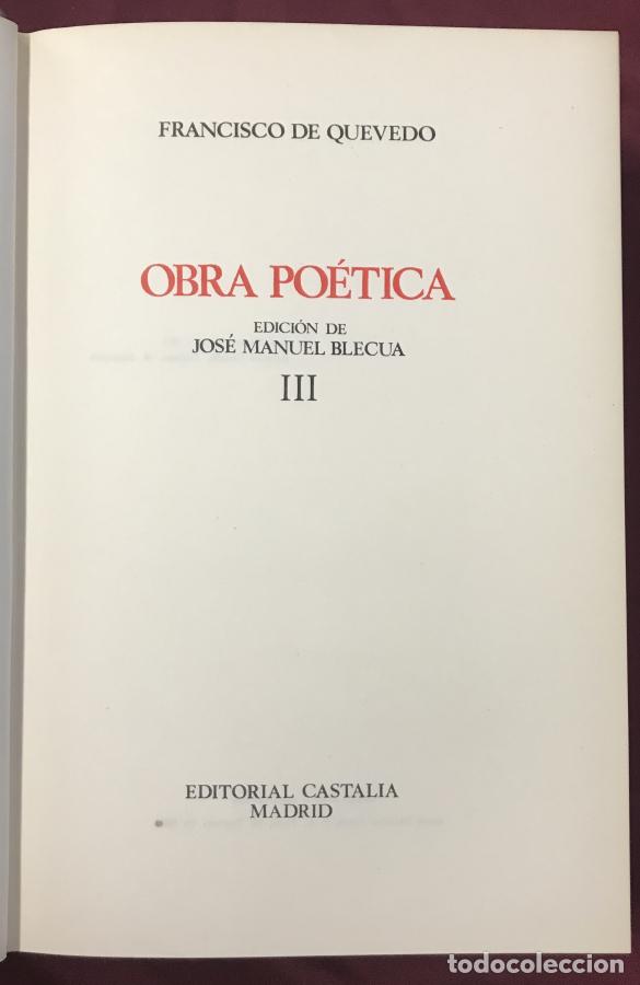 Libros: Obra Po&eacute;tica, 4 tomos - Quevedo, Francisco de - Foto 7