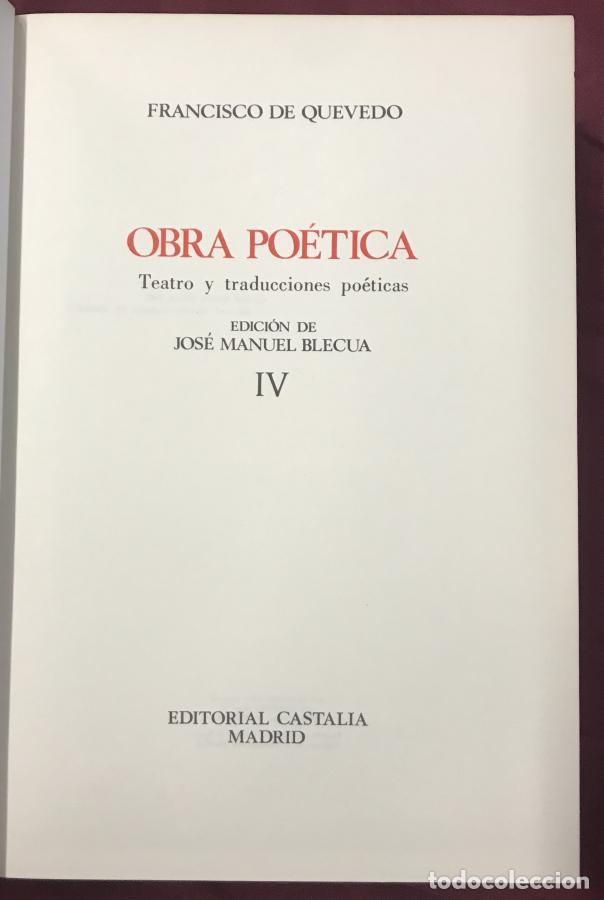 Libros: Obra Po&eacute;tica, 4 tomos - Quevedo, Francisco de - Foto 8