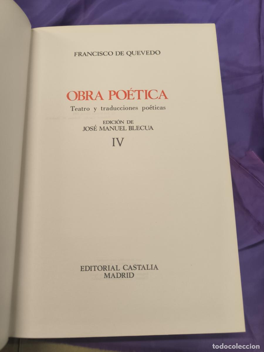Libros: Obra Po&eacute;tica, 4 tomos - Quevedo, Francisco de - Foto 9
