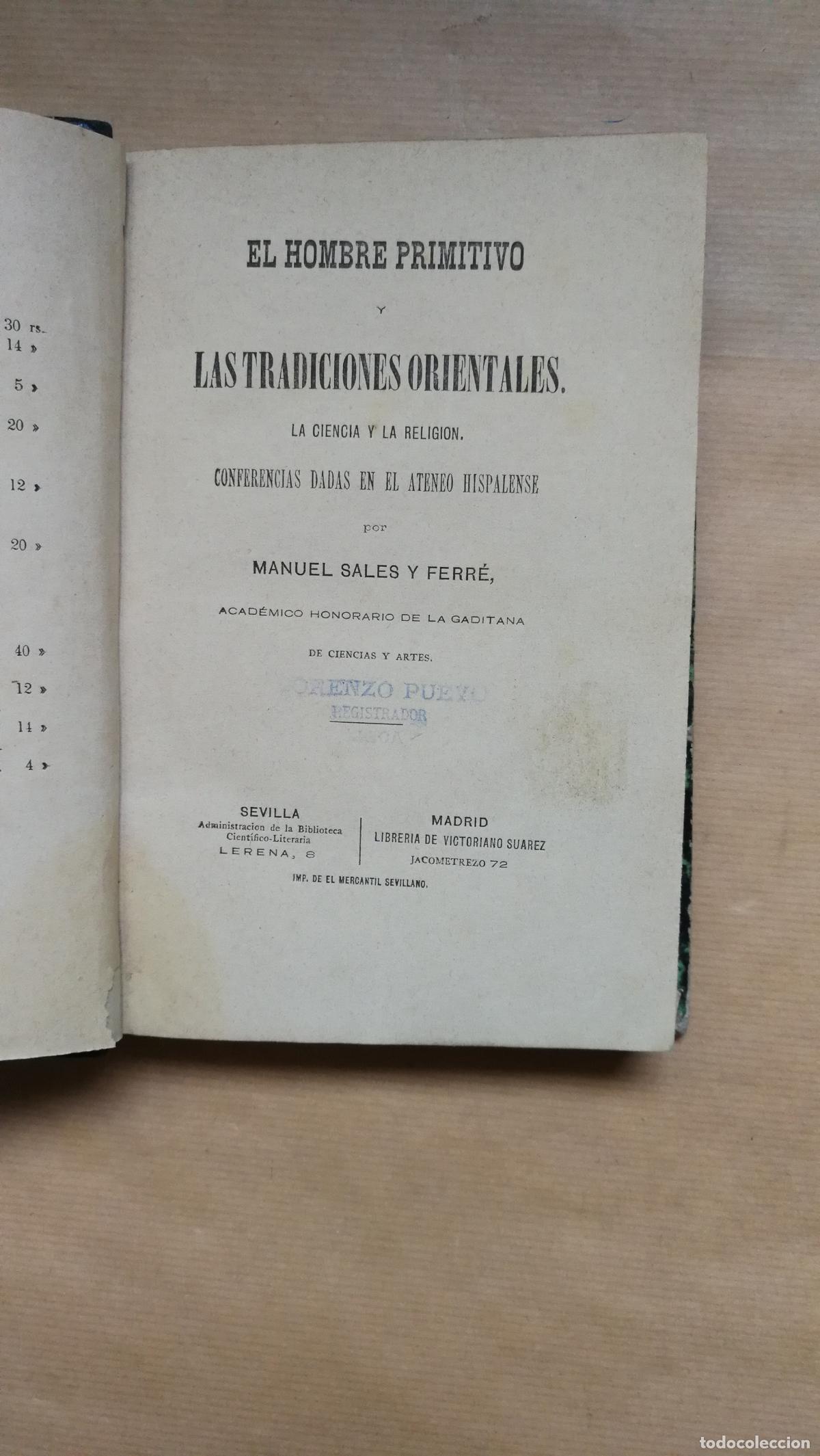 Libros: EL HOMBRE PRIMITIVO Y LAS TRADICIONES ORIENTALES. La ciencia y la religi&oacute;n. Conferencias dadas en el