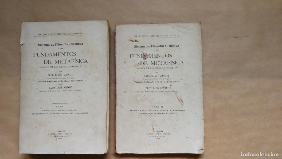 Libros: ISTEMA DE FILOSOFIA CIENTIFICA O SEA FUNDAMENTOS DE METAFISICA. 2 tomos. - &rdquo;WUNDT, Wilhelm&rdquo;